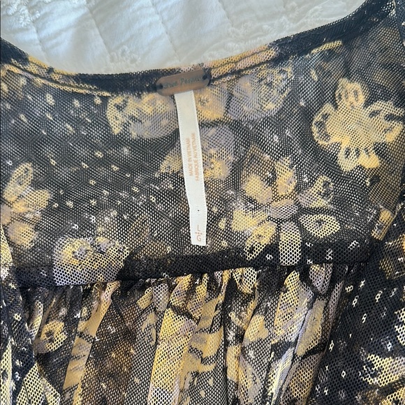 Free People Sheer Floral Ruffle Sleeve Top - Picture 2 of 3